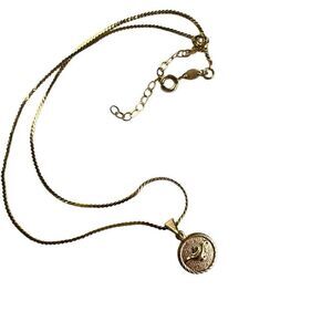 18k Gold Filled Dainty Lamp Medallion Necklace Serpentine Chain Choker “Leila